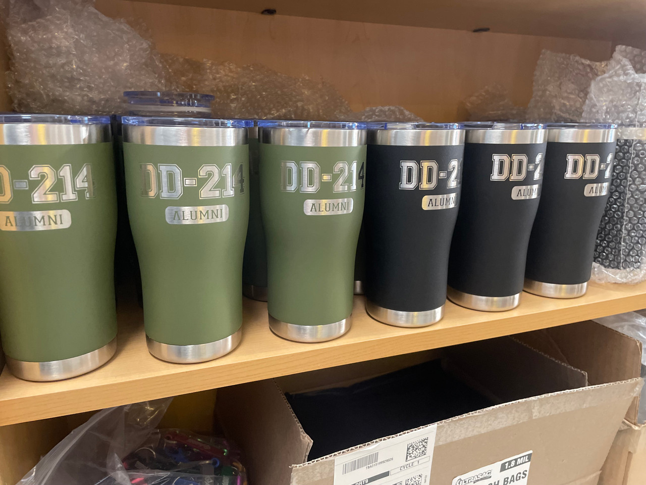 Stainless Steel 20oz Drink Tumbler Green Engraved DD-214