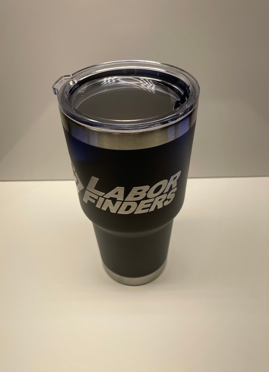 Stainless Steel 30oz Drink Tumbler Engraved LF logo - Black