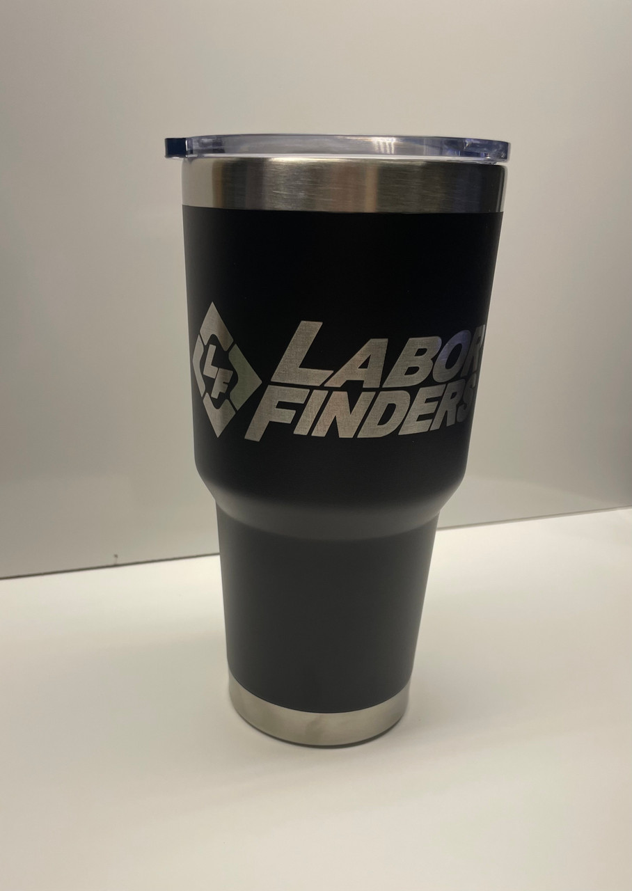 Stainless Steel 30oz Drink Tumbler Engraved LF logo - Black