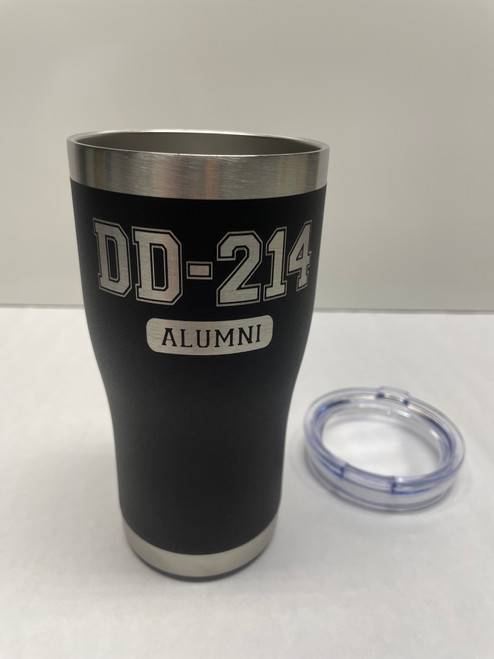 Stainless Steel 20oz Drink Tumbler Black Engraved DD-214