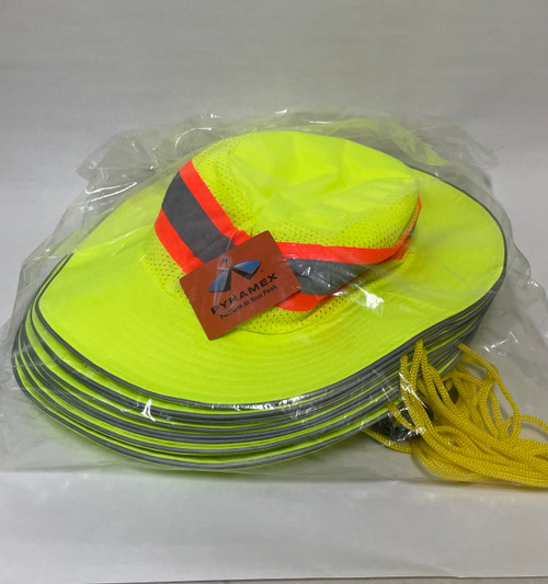 Pyramex Hi-Vis Boonie Hat Safari Headgear Green 10ct pack