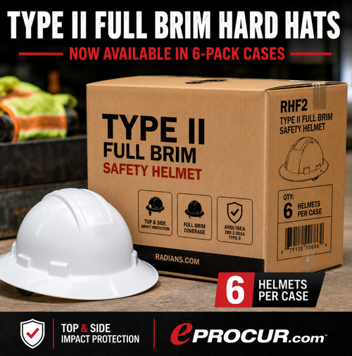 Radians RHF2 Dareware X Type II Class E Full Brim Safety Helmet 6ct Case