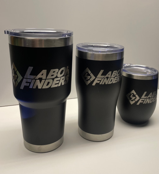 Stainless Steel 30oz Drink Tumbler Engraved LF logo - Black