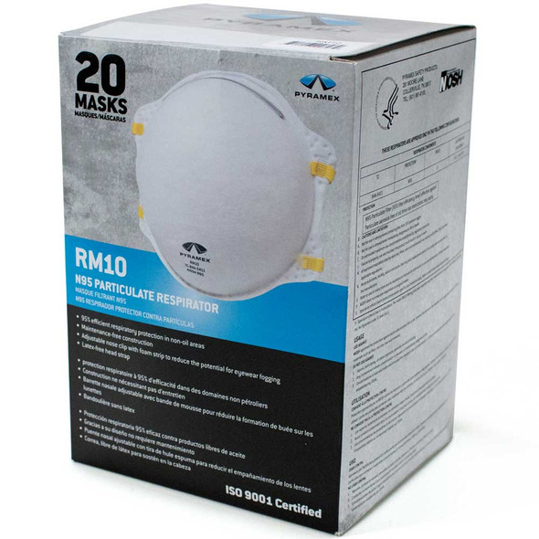 Pyramex N95 RM10 Rated Cone Respirator 20ct Box (dated)
