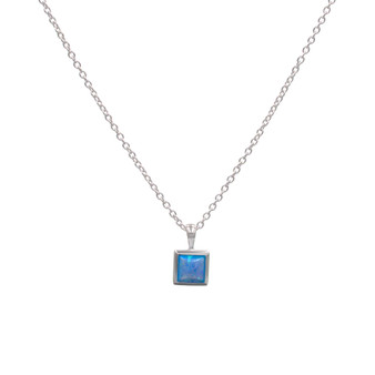 Square Necklace - Blue Resin Opal