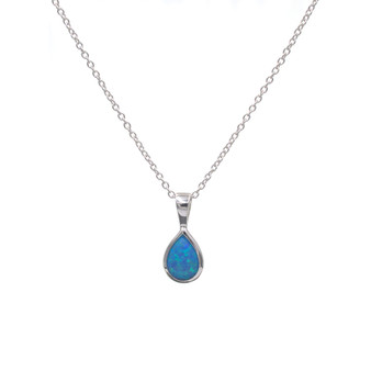 Teardrop Necklace - Blue Resin Opal