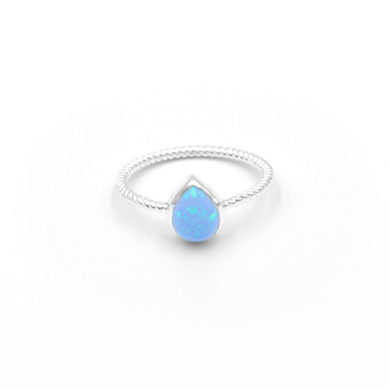 Teardrop Ring - Blue Resin Opal