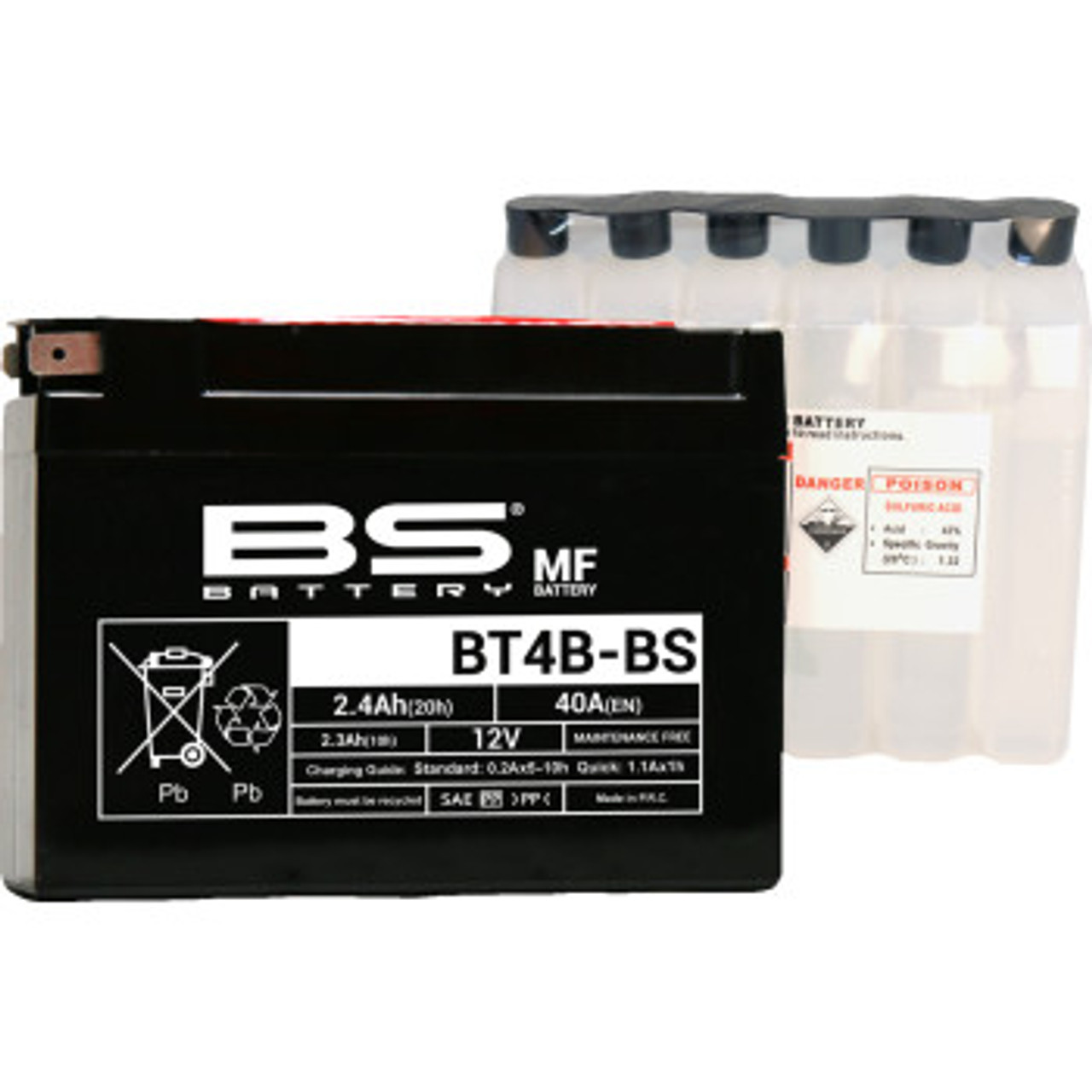 BT4B-BS Maintenance-Free Battery, Yamaha DT 250, 360,400 with Vape ignition 2113-0848