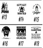 21 Camping Bucket Decal and Light Patterns - RV decal, rpod decal, camper door decal, camp decal - light bucket