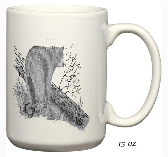 Black Bear with Log Ceramic Coffee Mug