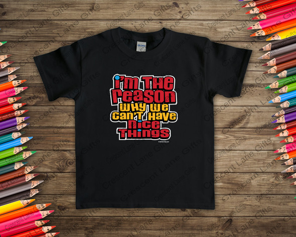 I'm The Reason We Can't Have Nice Things  Kids T-shirt,Kids Shirts, Kids Shirts With Sayings , Toddler T-shirt, Funny Saying Shirt