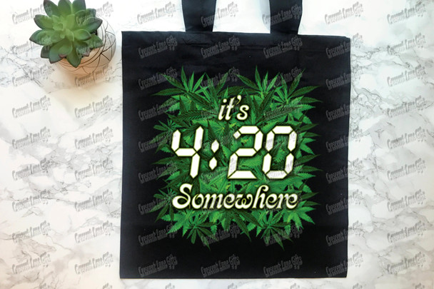 IT'S 420 SOMEWHERE Tote Bag, Canvas Reusable Grocery Bag, Sustainable Shoulder Bag