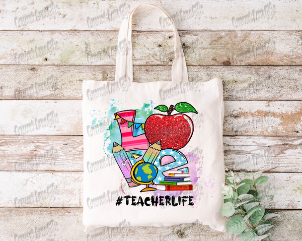 Love Tote Bag ,Teacher, Polyester Canvas Reusable Grocery Bag, Sustainable Shoulder Bag