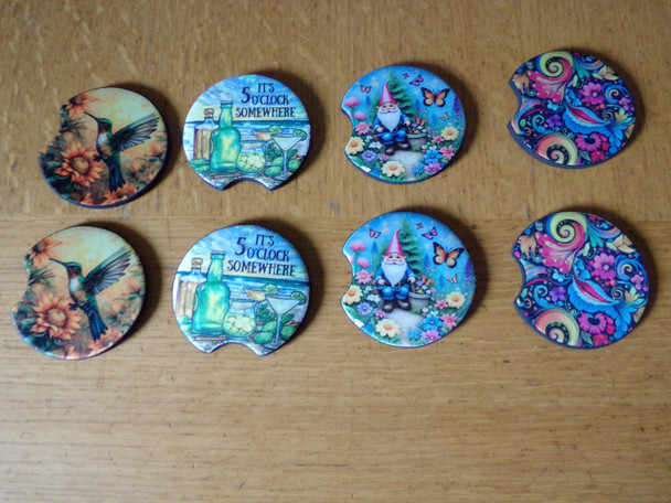 Car Coasters, Cute Car Coasters, Set of 2 Car Coasters, Boho Car Coasters, Leopard Car Coasters