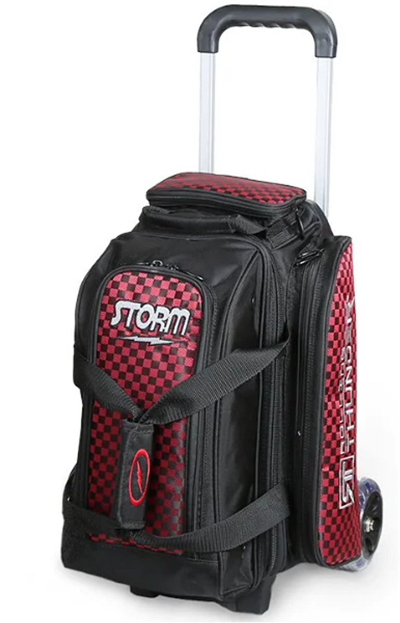 900 Global Deluxe 2 Ball Roller Bowling Bag- Black/Red/Silver