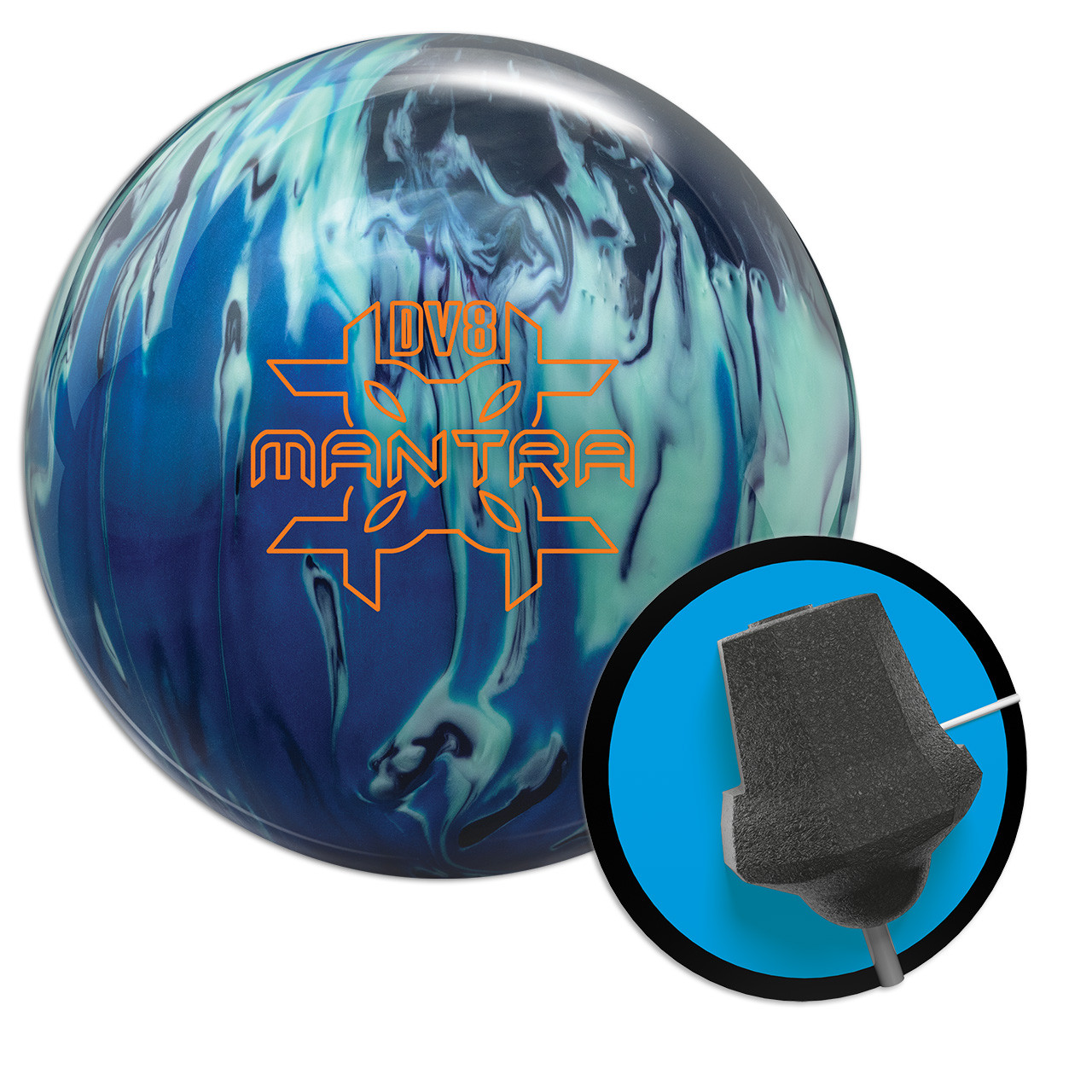 DV８　MANTRA ボウリングボール 15 lb ブラック/ミント/ブルー DV8 Mantra Bowling Ball - 15lbs FREE SHIPPING - BuddiesProShop.com