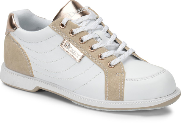 Dexter Groove IV Womens Bowling Shoes White/NuBuck/Rose Gold Wide