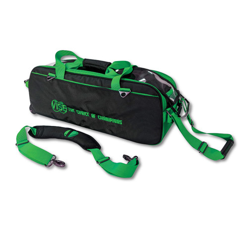 Vise 3 Ball Tote Roller Bowling Bag - Black/Green FREE SHIPPING