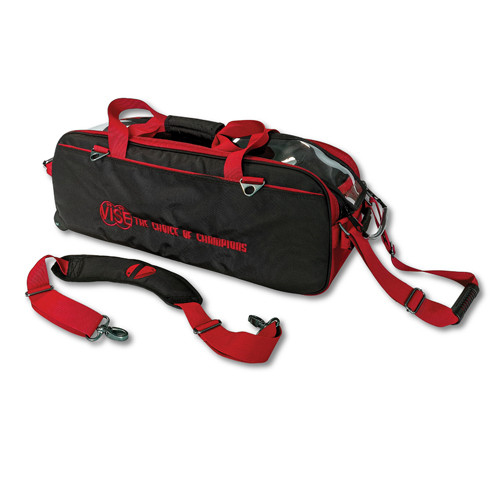 ★3ボールローラー★ViSE★新品★コンパクト★シューズバッグ付★ Vise 3 Ball Tote Roller Bowling Bag - Black/Red FREE SHIPPING
