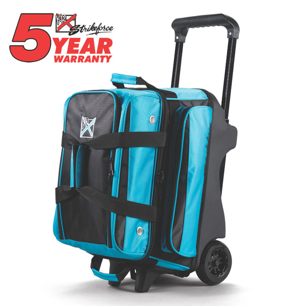 KR Strikeforce Konvoy Double Roller Bowling Bag - Black/Caribbean Blue