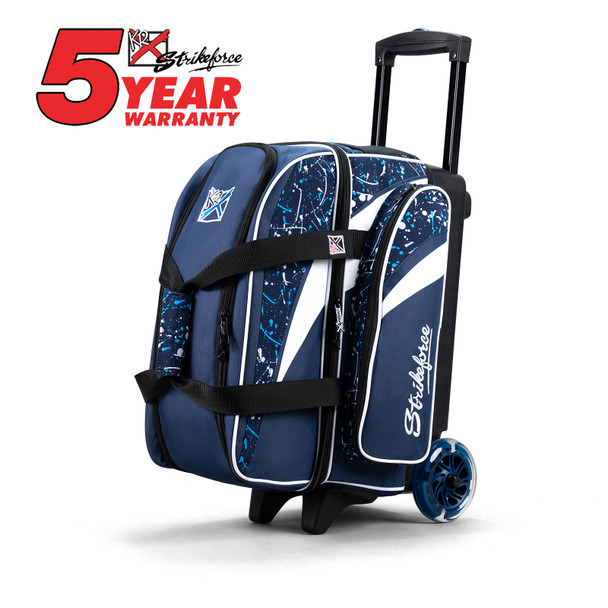 KR Strikeforce Cruiser Smooth Double Roller Bowling Bag - Navy/Blue/White Splash