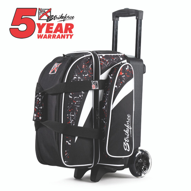 KR Strikeforce Cruiser Smooth Double Roller Bowling Bag - Black/Red/White Splash