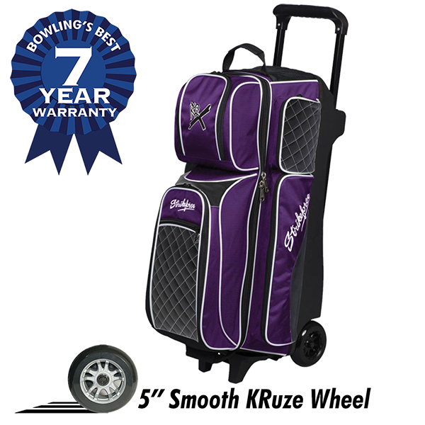 KR Strikeforce Royal Flush Triple Roller Bowling Bag - Purple/Black