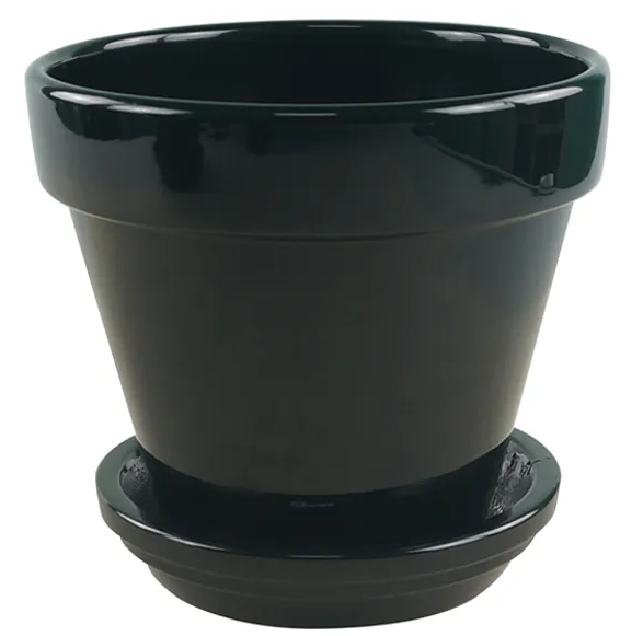 Mini Ceramic Pot + Saucer - 2 3/4" x 2 3/4"- Black