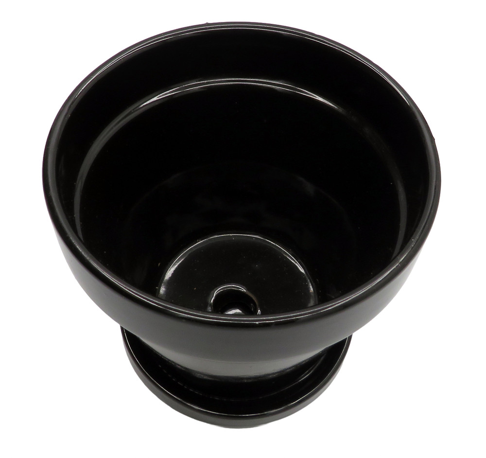 Ceramic Pot and Saucer plus Felt Feet - Black - 4.5" x 4.3"