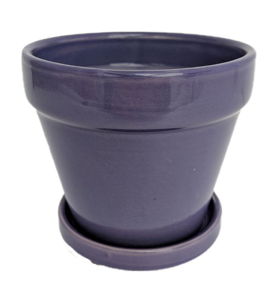 Fiesta Ceramic Pot/Saucer - Purple - 4.5" x 4.3"