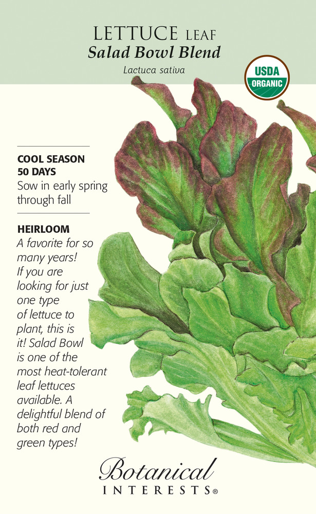 Organic Salad Bowl Blend Leaf Lettuce Seeds - 3 Grams