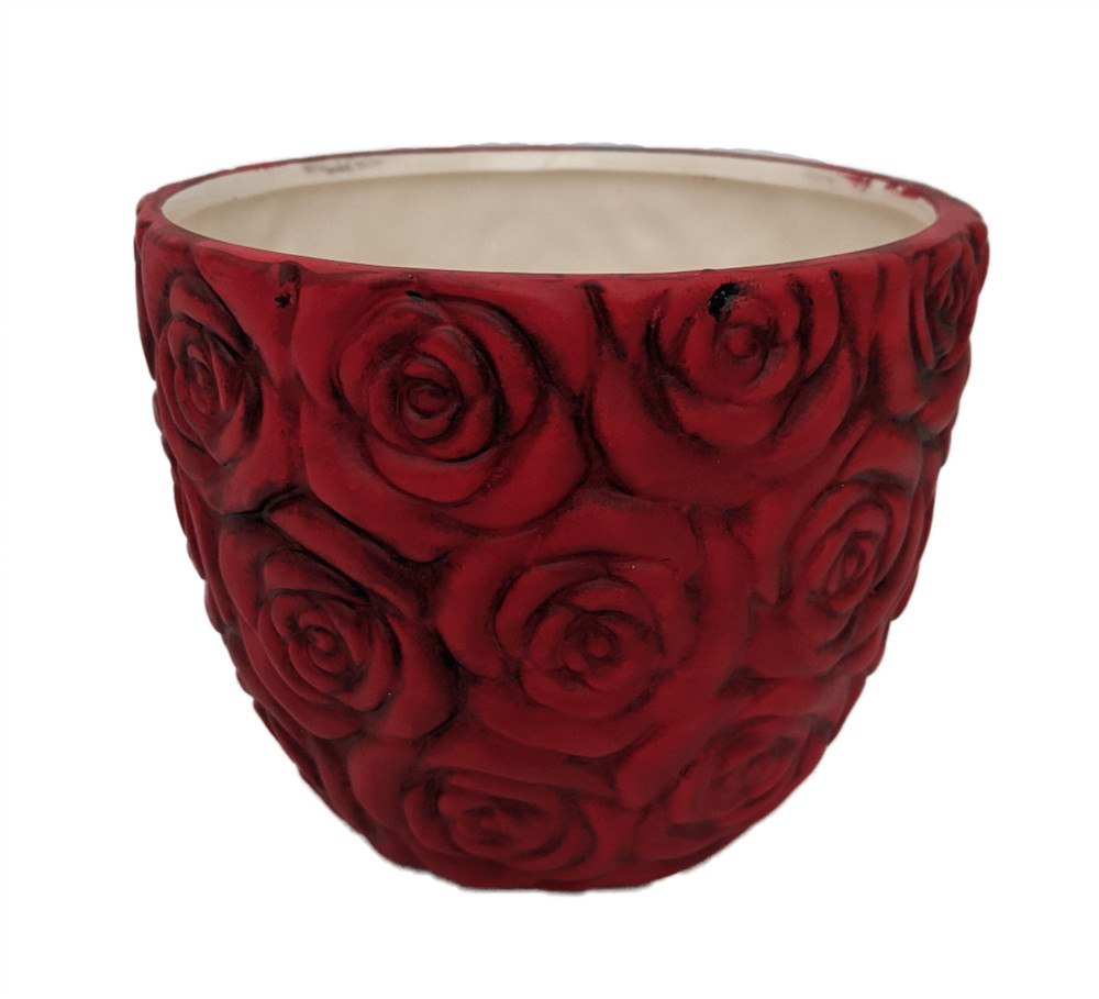 Rose Red Ceramic Planter - 4.75" x 4"