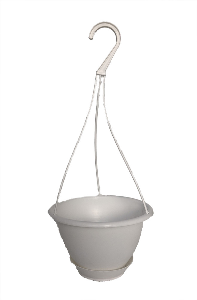 White 6" Plastic Hanging Basket with Removable Saucer Hirt's Gardens