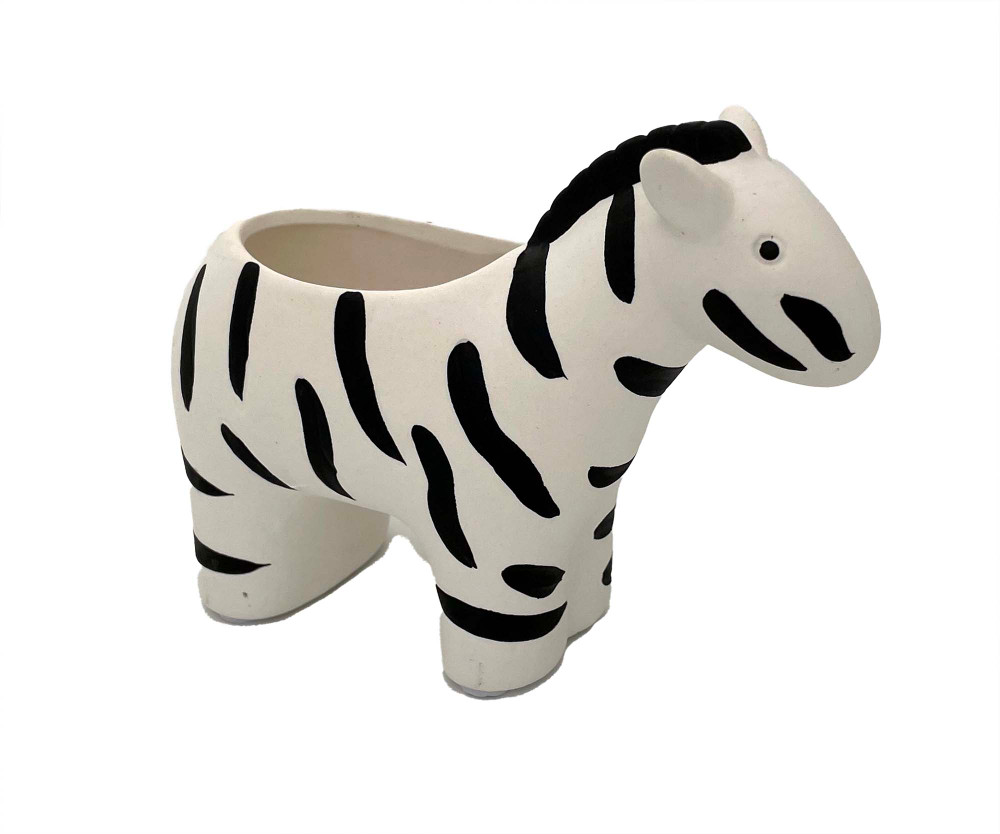 Zebra Black and White Ceramic Animal Pot - 3" x 6" x 4.5"
