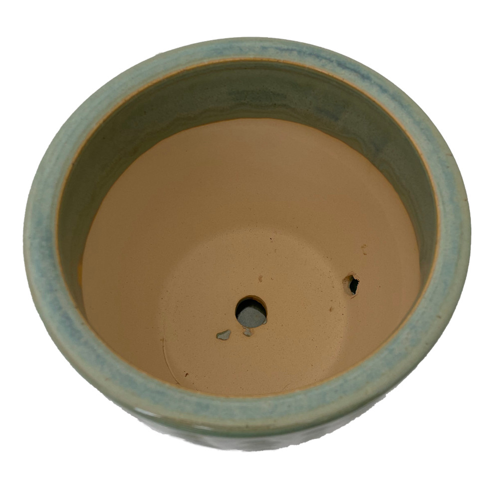 Pompeii Ceramic Planter with Attached Saucer - Arctic - 6" x 5.5"
