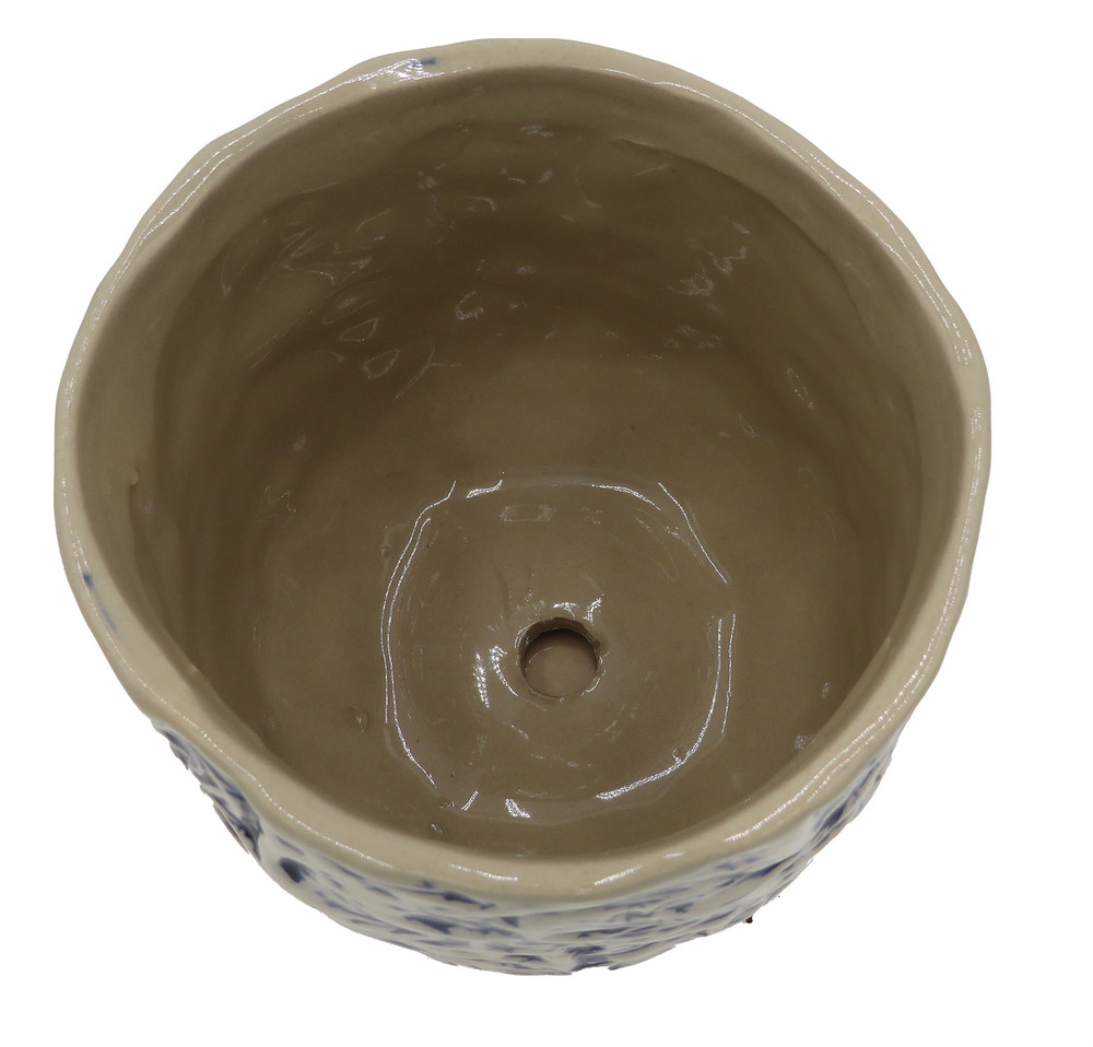 Crepe Planter with Attached Saucer - 5.5'' x 5'' - Indigo on Cotton