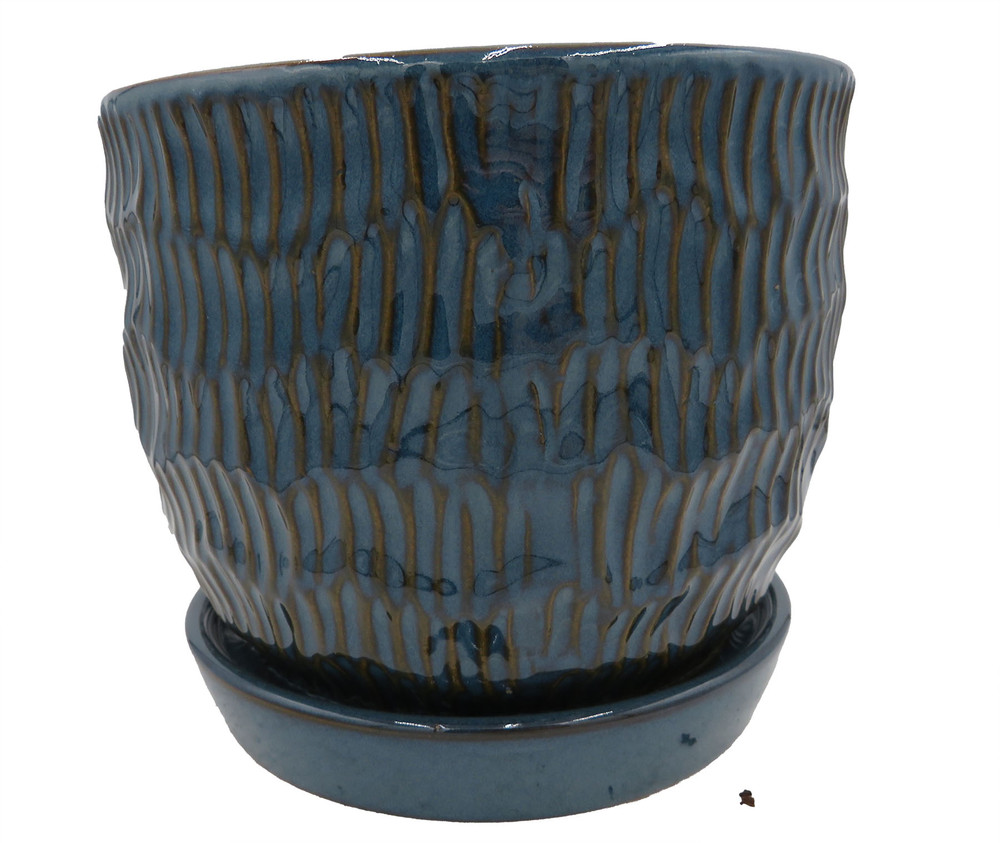 Chiseled Planter - 5.5" x 4.75" - Dusty Blue
