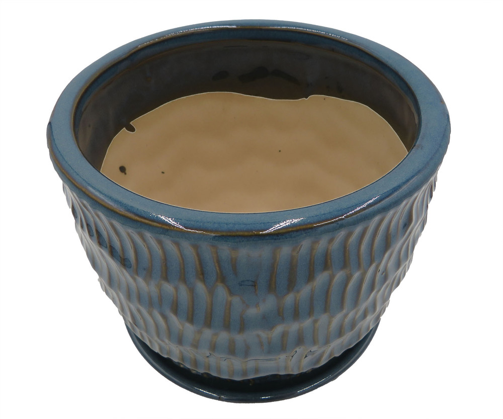 Chiseled Planter - 5.5" x 4.75" - Dusty Blue