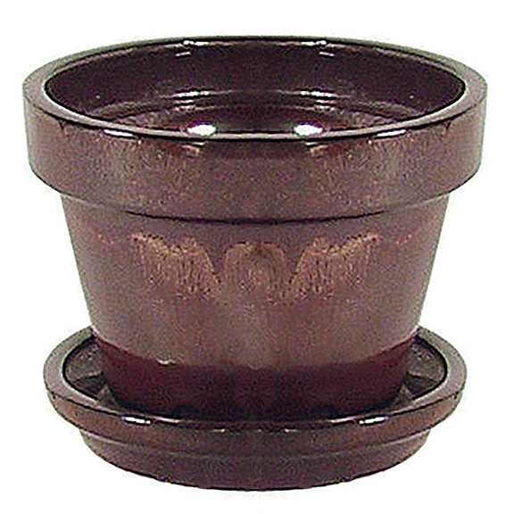 Standard Pot with Attached Saucer - 4.5" x 4" - Tropical Red