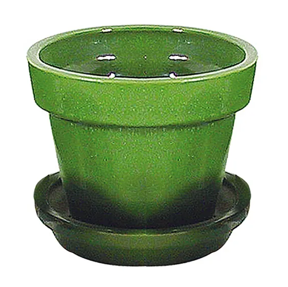 Standard Pot with Attached Saucer - 4.5" x 4" - Grass Green