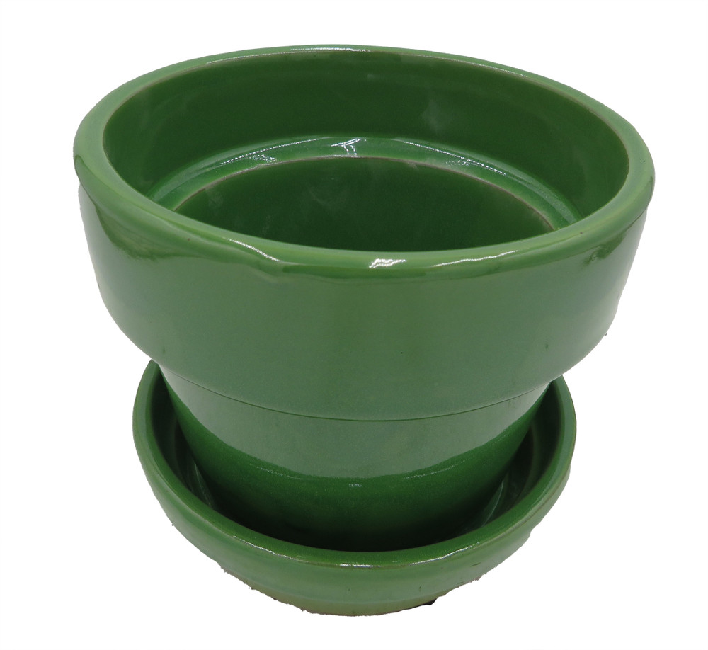 Standard Pot with Attached Saucer - 4.5" x 4" - Grass Green