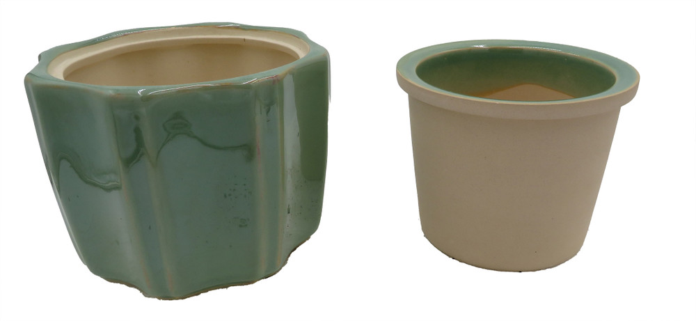 Octagon Self Watering Glazed Ceramic Pot - Jade - 5.25" x 4.25"