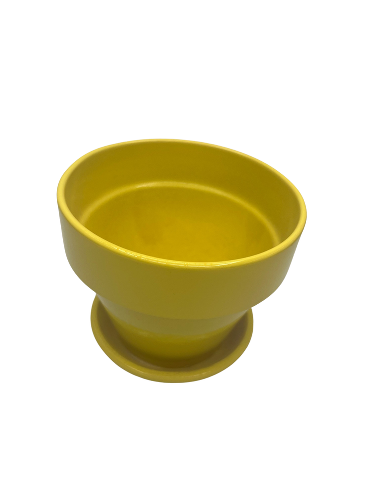 Ceramic Pot and Saucer plus Felt Feet - Lemon - 4" x 3.5"