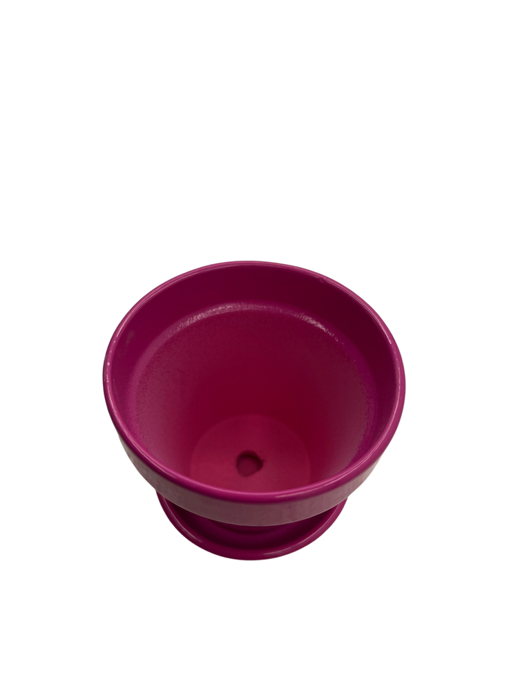 Mini Standard Pot with Attached Saucer - 2.75" x 2.5" - Hot Pink