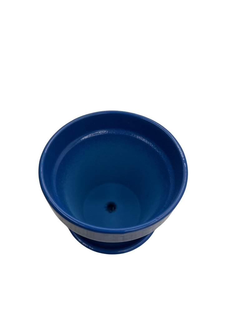 Mini Standard Pot with Attached Saucer - 2.75" x 2.5" - Royal Blue