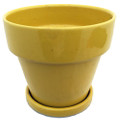 Ceramic Pot and Saucer plus Felt Feet - Sunflower - 4.5" x 4.3" #18588