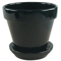 Mini Ceramic Pot + Saucer - 2 3/4" x 2 3/4"- Black