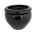 Round Self Watering Glazed Ceramic Pot - Black - 6 1/4 x 4 3/4"