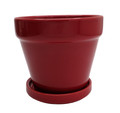 Farm House Ceramic Pot and Saucer plus Felt Feet - Paprika Glaze - 4.5" x 4.3"