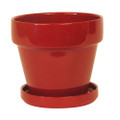 Farm House Ceramic Pot and Saucer plus Felt Feet - Paprika Glaze - 4.5" x 4.3"